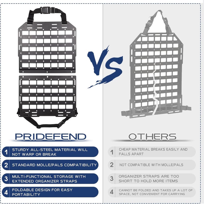 Pridefend Heavy Duty Rigid Tactical Seat Back Gun Rack with Molle Panel Vehicle Gun Holder,All-Steel Tactical Seat Back Organizer for Hunting Rifles/Shotguns - Image 3
